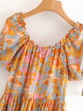 Load image into Gallery viewer, Short Sleeve Floral Print Mini Dress