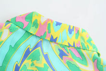 Load image into Gallery viewer, Green Print Long Sleeve Button Down Midi Dress