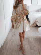 Load image into Gallery viewer, Floral Long Sleeve Button Up Mini Dress