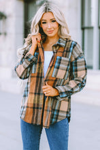 Load image into Gallery viewer, Plaid Curved Hem Shirt Jacket with Breast Pockets