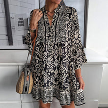 Load image into Gallery viewer, Black Printed Tunic Mini Dress