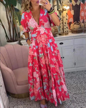 Load image into Gallery viewer, Floral Short Sleeves Maxi Dress