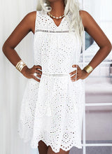 Load image into Gallery viewer, White Sleeveless Hollow Out Mini Dress