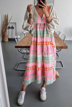 Load image into Gallery viewer, Pink Striped Print Midi Dress