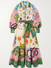 Load image into Gallery viewer, Retro Long Sleeve Loose Midi Dress