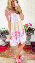 Load image into Gallery viewer, Colorblock Multi Floral Print Straps Mini Dress