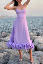 Load image into Gallery viewer, Straps  Sleeveless A-line Shirring Hem Party Midi Dress