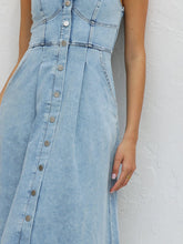 Load image into Gallery viewer, Sweetheart Neck Wide Strap Denim Midi Dress