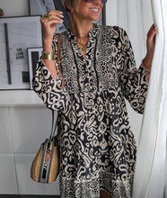 Load image into Gallery viewer, Black Printed Tunic Mini Dress