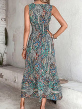 Load image into Gallery viewer, Paisley Print V-neck Smoocked Maxi Dress