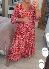 Load image into Gallery viewer, V-neck Smocked Waist Print Maxi Dress
