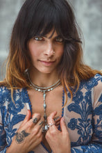 Load image into Gallery viewer, Embroidery Lace Sheer Long Sleeve Deep V Neck Boho Bohemian Beach Dress Gown