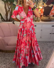Load image into Gallery viewer, Floral Short Sleeves Maxi Dress