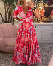 Load image into Gallery viewer, Floral Short Sleeves Maxi Dress