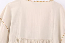 Load image into Gallery viewer, Green Embroidered Loose Mini Tunic Dress