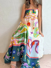Load image into Gallery viewer, Straps Print Swing Midi Dress