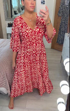 Load image into Gallery viewer, V-neck Smocked Waist Print Maxi Dress