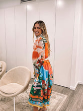 Load image into Gallery viewer, Boldness and Art Unique Print Balloon Sleeve Patchwork Shirt Midi Dress