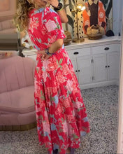 Load image into Gallery viewer, Floral Short Sleeves Maxi Dress
