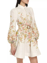 Load image into Gallery viewer, Floral Long Sleeve Button Up Mini Dress