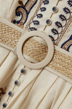 Load image into Gallery viewer, Beige Print V-neck Long Sleeve Mini Dress