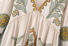 Load image into Gallery viewer, Green Embroidered Loose Mini Tunic Dress