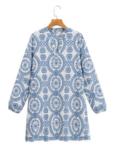 Load image into Gallery viewer, Long Sleeve Embroidered Hollow Out Mini Dress