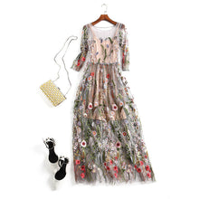 Load image into Gallery viewer, Floral Embroidery Maxi Dress