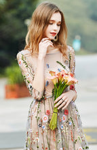 Load image into Gallery viewer, Floral Embroidery Maxi Dress