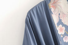 Load image into Gallery viewer, Boho Floral Peacock Print Kimono Long Robe Cover Ups