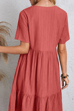 Load image into Gallery viewer, Ruched V-Neck Short Sleeve Mini Dress