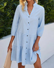 Load image into Gallery viewer, Plaid Print Button Downs Tiered Mini Tunic Dress