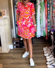 Load image into Gallery viewer, Pink Print Short Sleeve Mini Dress