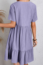 Load image into Gallery viewer, Ruched V-Neck Short Sleeve Mini Dress