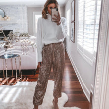 Load image into Gallery viewer, Gold Sequins Party Pants