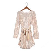 Load image into Gallery viewer, Gold Sequins Long Sleeve Mini Dress