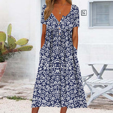 Load image into Gallery viewer, Blue Floral Print Midi Dress