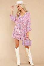 Load image into Gallery viewer, Boho Pink Deep V-neck Floral Mini Dress