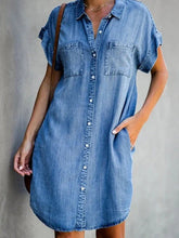 Load image into Gallery viewer, Blue Buttons Down Denim Mini Dress