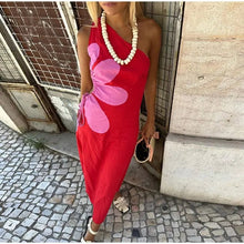 Load image into Gallery viewer, Red Floral Cut Out Midi Dress