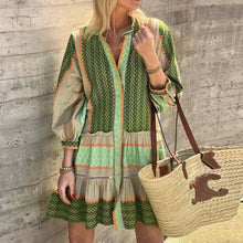 Load image into Gallery viewer, Printed Long Short Sleeve Midi Dress