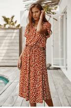 Load image into Gallery viewer, Beige Dots Print Midi Dress