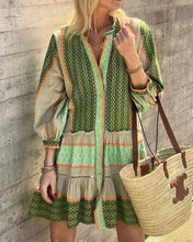 Load image into Gallery viewer, Printed Long Short Sleeve Midi Dress