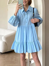 Load image into Gallery viewer, Vintage Long Sleeve Tiered Mini Shirt Dress