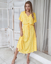 Load image into Gallery viewer, Beige Dots Print Midi Dress