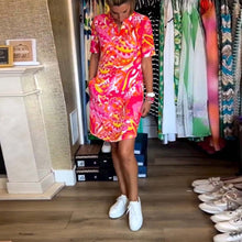 Load image into Gallery viewer, Pink Print Short Sleeve Mini Dress