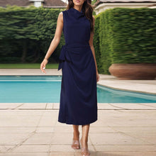 Load image into Gallery viewer, Twisted Slit Cowl Neck Sleeveless Midi Dress