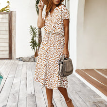 Load image into Gallery viewer, Beige Dots Print Midi Dress