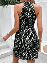 Load image into Gallery viewer, Sleeveless Polka Dot Tie-waist Ruffle Mini Dress