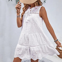 Load image into Gallery viewer, White Sleeveless Hollow Out Mini Dress